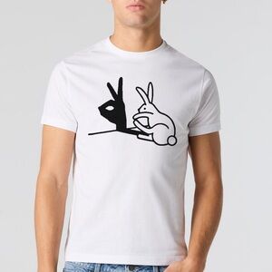 NWT Funny Bunny Shadow Graphic T-Shirt – Slim Fit Short Sleeve Crewneck – White